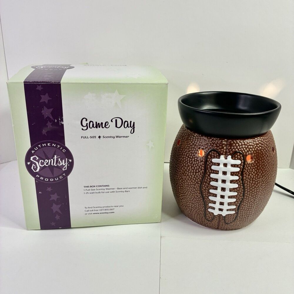 Scentsy Game Day Football Warmer Retired Mancave Wax Warmer Home Decor w/Box